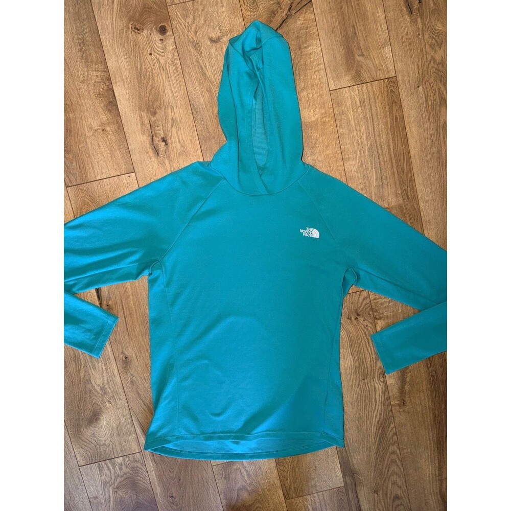 The North Face Lightweight Hooded Shirt Teal Long Sleeve Mens Medium Thumbholes